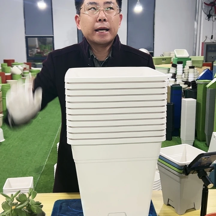 正品方盆口26高29白色3只无托