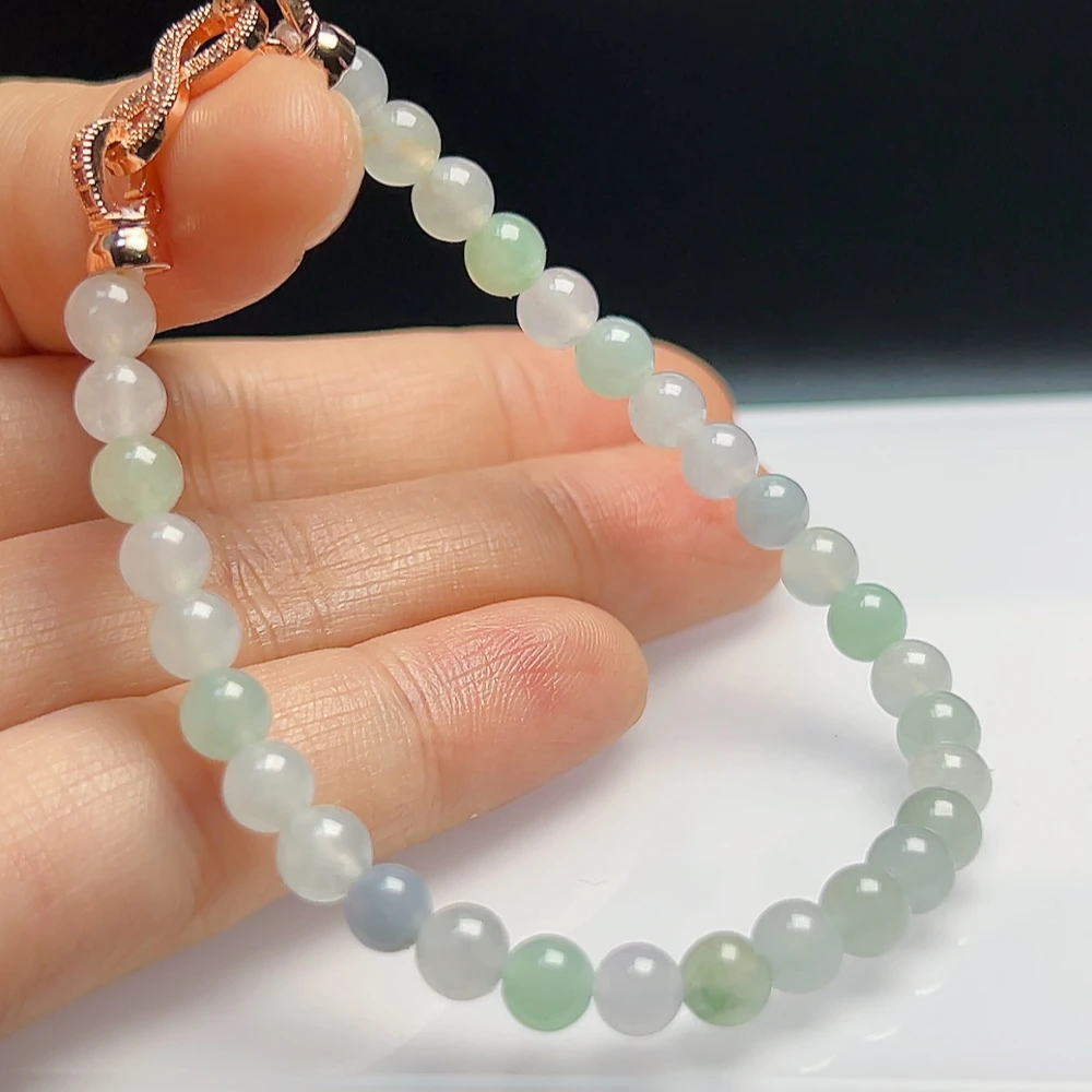 天然翡翠A货多宝圆珠手串马卡龙珠串多彩翡翠手串马卡龙翡翠手串