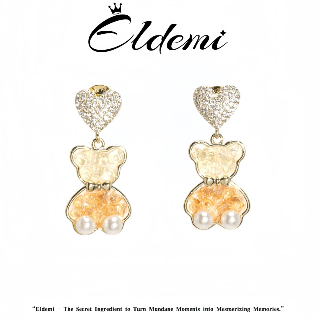 小众高级感爱心蜜糖可爱小熊s925银 针 耳钉C0405