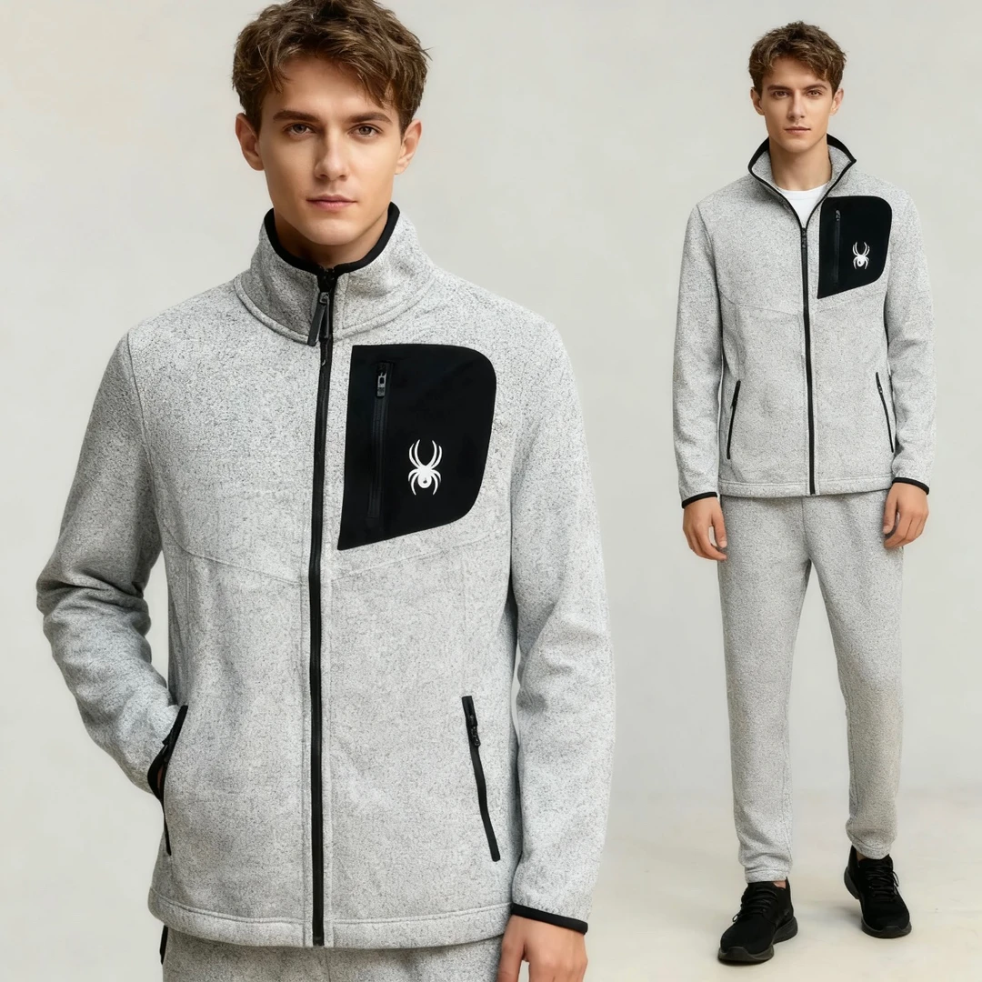 户外秋冬男士亲肤舒适保暖抓绒针织开衫立领外套夹克 2369