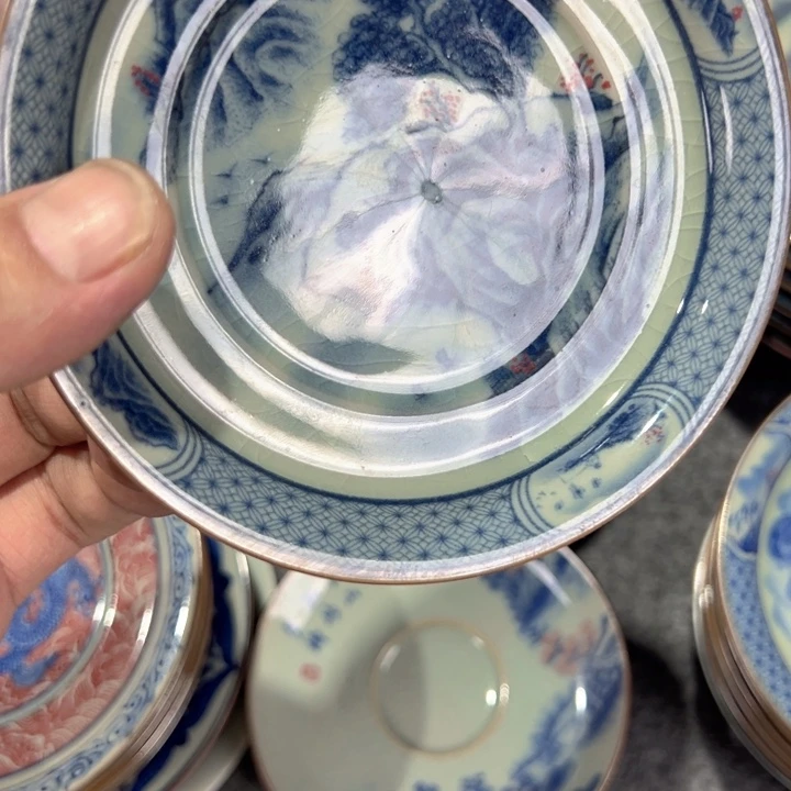 瓷片淘泥山水平足壶承全品