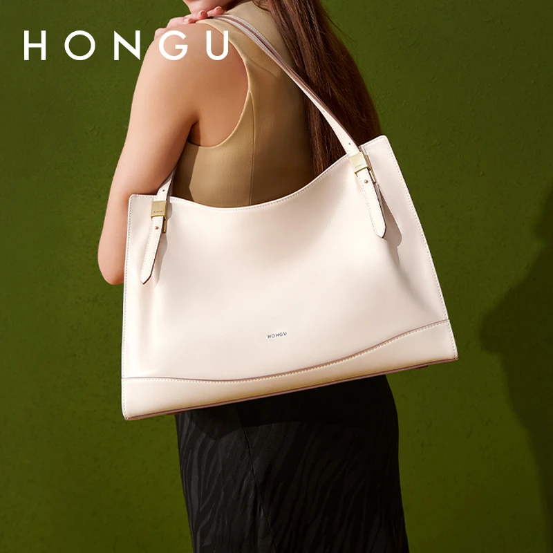 HONGU/红谷时尚新款牛皮女士托特包通勤单肩大容量女包包H5155822