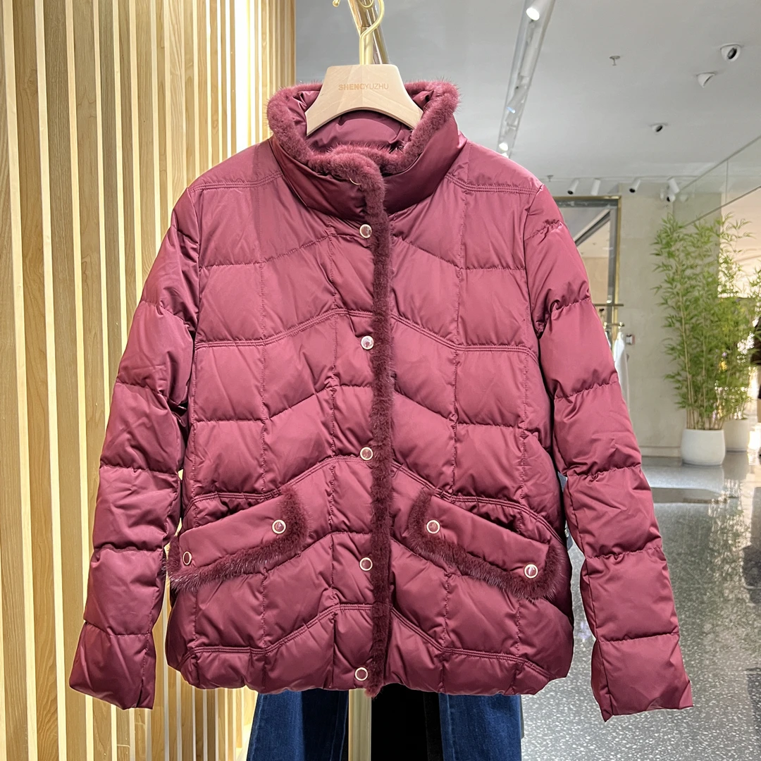 声雨竹1R853冬季中老年妈妈加厚保暖棉服外套舒适实用立领短款