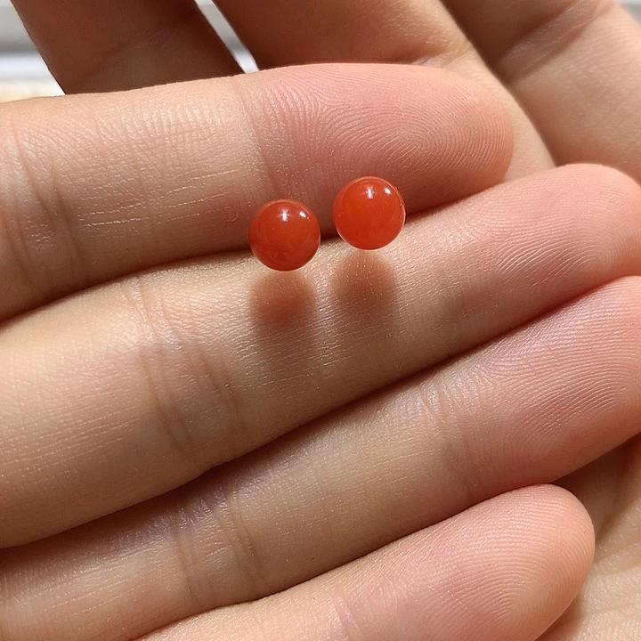 银S925镶嵌南红玛瑙耳饰
