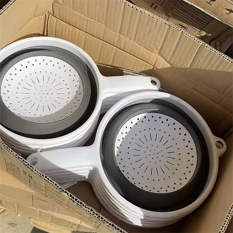 发2个！多功能折叠盆沥水洗菜盆22X10CM