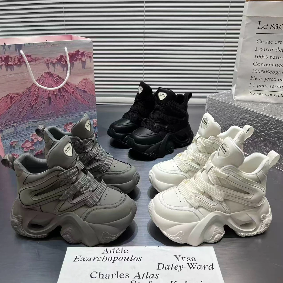 【卫-单里-加绒】皮面增高老爹鞋女秋季新款2025年超火厚底休闲鞋