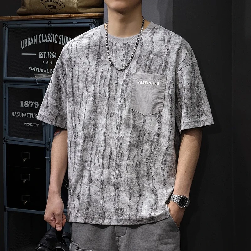 贝希缇汀BESTIDNG美式设计感印花短袖恤男夏季新款宽松薄款体恤潮