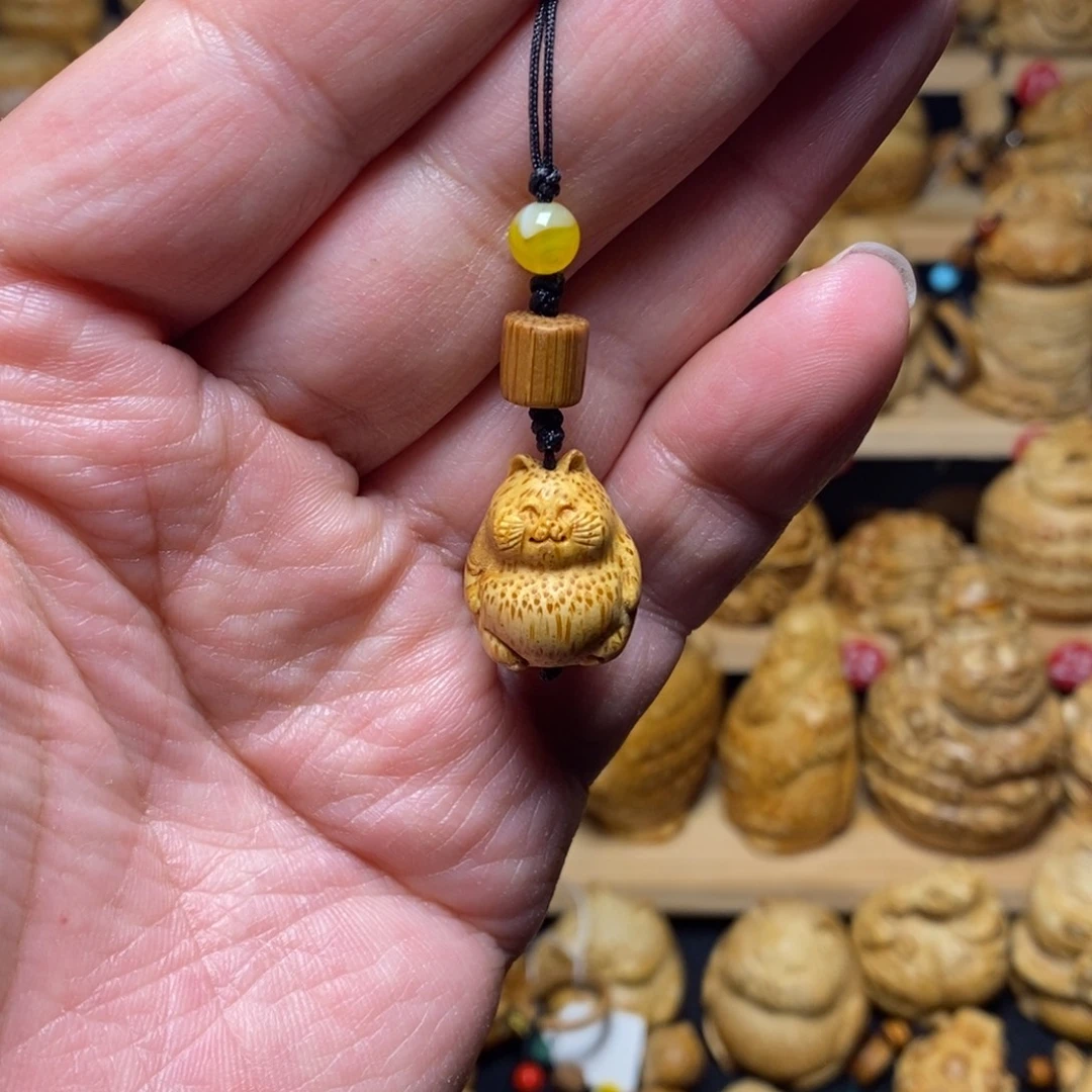 用***7竹竹根雕小猫咪挂件