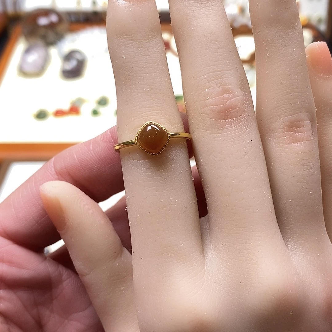 和田玉戒指银S925镶嵌