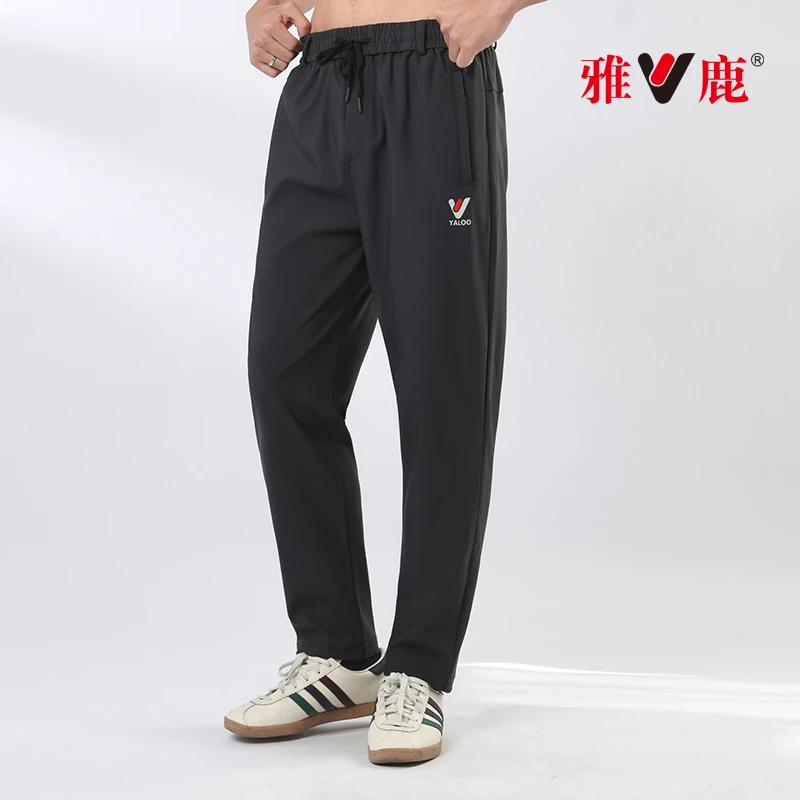 雅鹿/V男女款春款竹锦纹六防时尚运动休闲裤