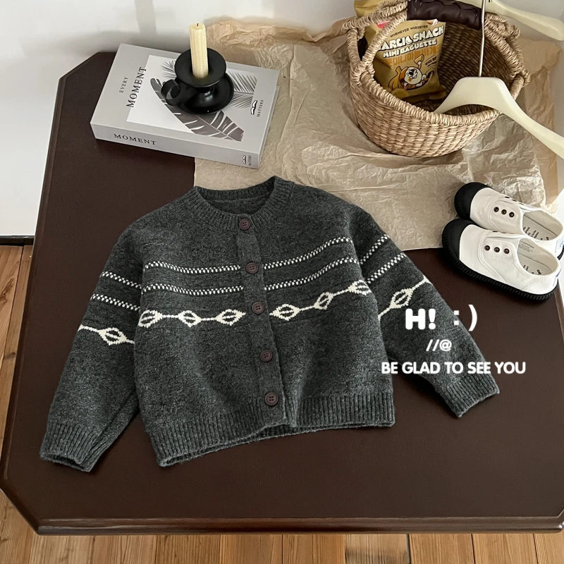 【现货】郝叔童品秋季上新限定新款男童2025时尚高货开衫毛衣GD5302