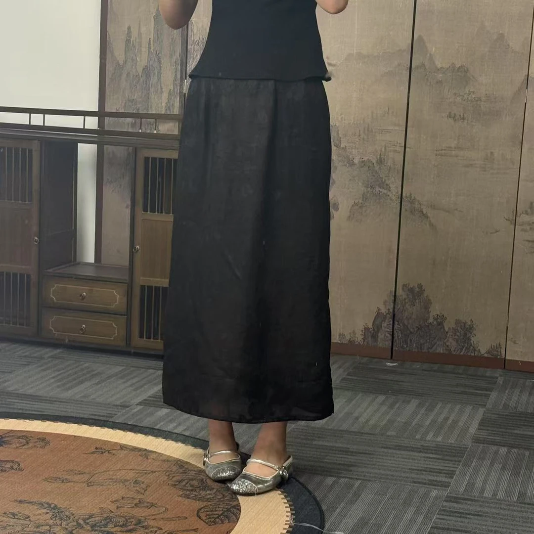 100桑蚕丝！原色黑咖绞萝A裙