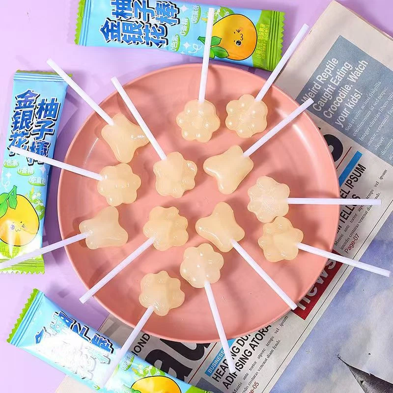 金银花柚子味棒棒糖休闲食品硬糖网红追剧零食解馋