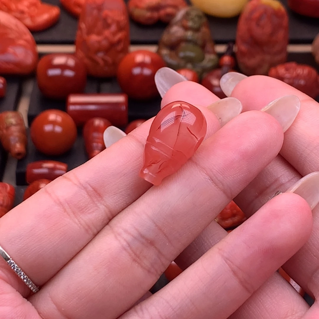 南红玛瑙未镶嵌冰飘三通12mm➕