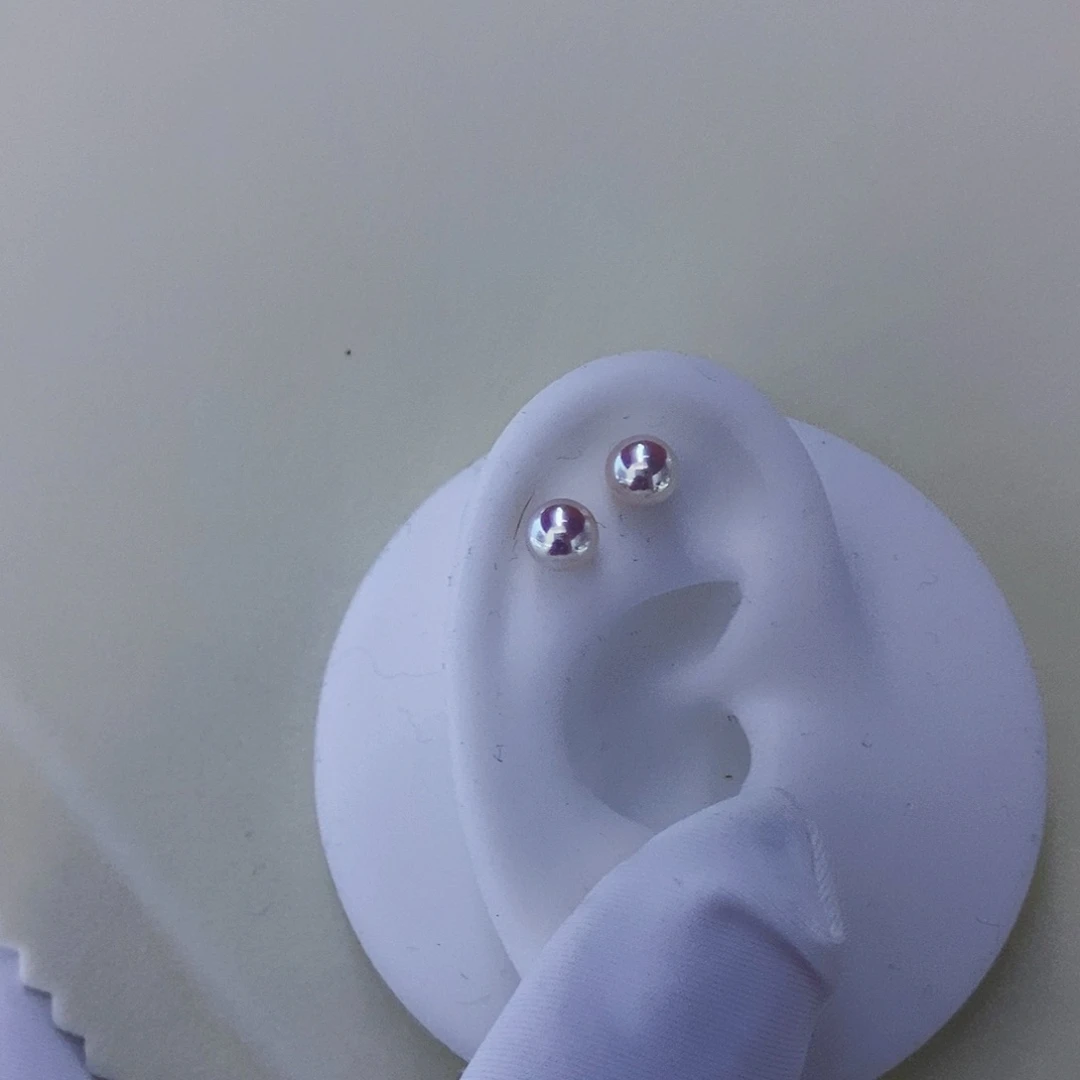 海水珍珠海水akoya耳钉5.5-6mm18K金镶嵌