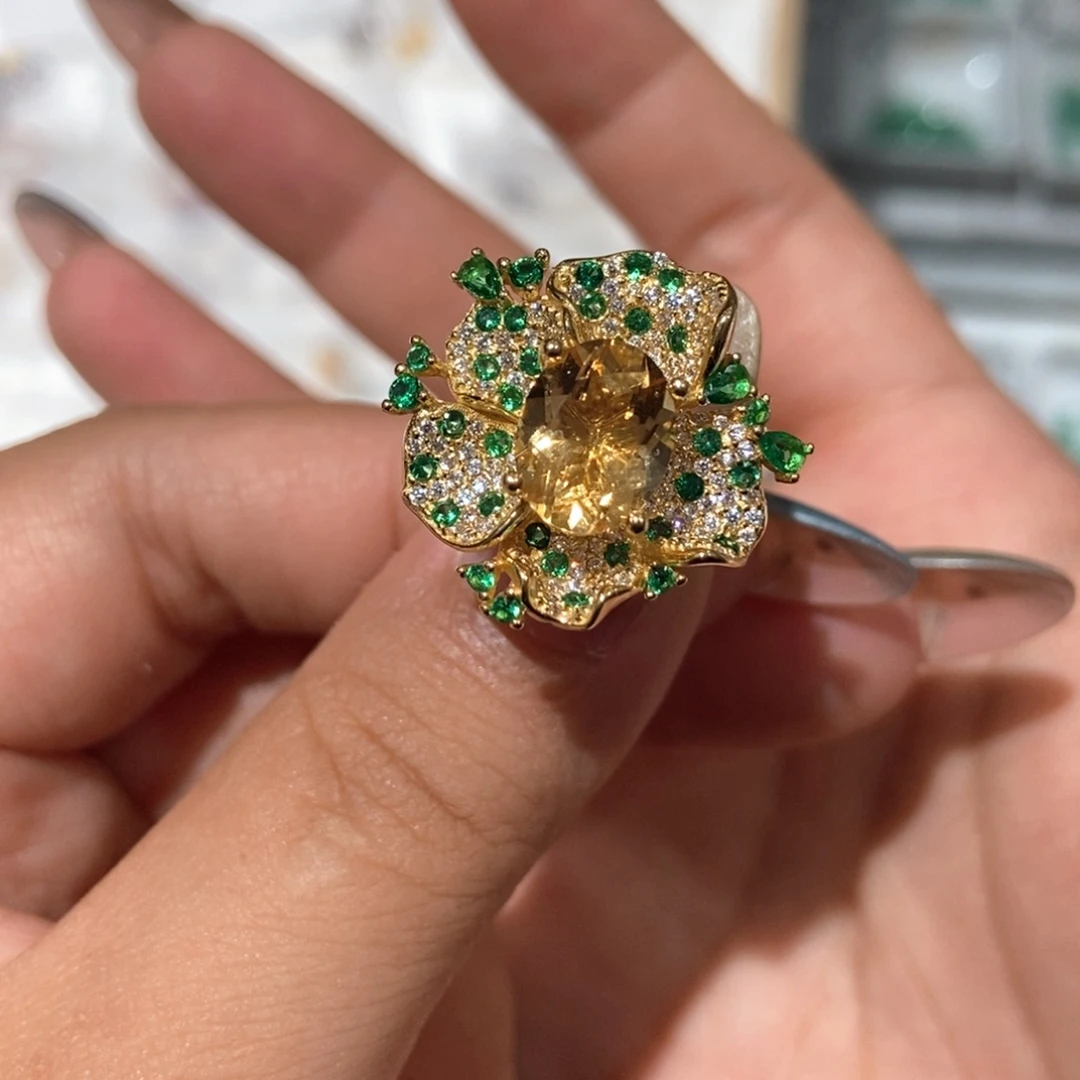 银S925镶嵌戒指黄晶