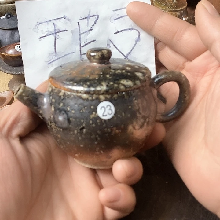 杯净**画手工粗陶、柴烧茶器