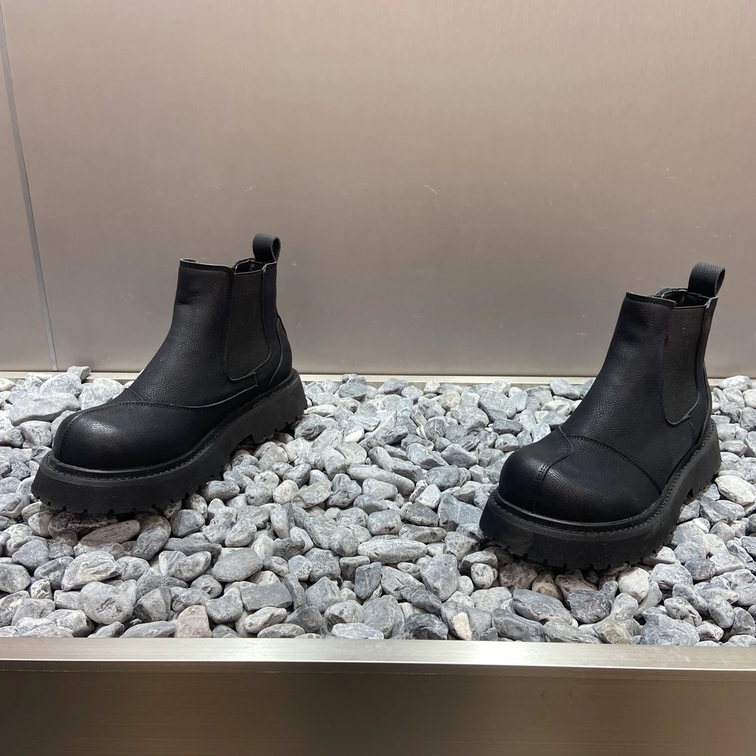 男士切尔西靴2025新款纯皮大黄靴厚底增高工装靴百搭潮一脚蹬靴子