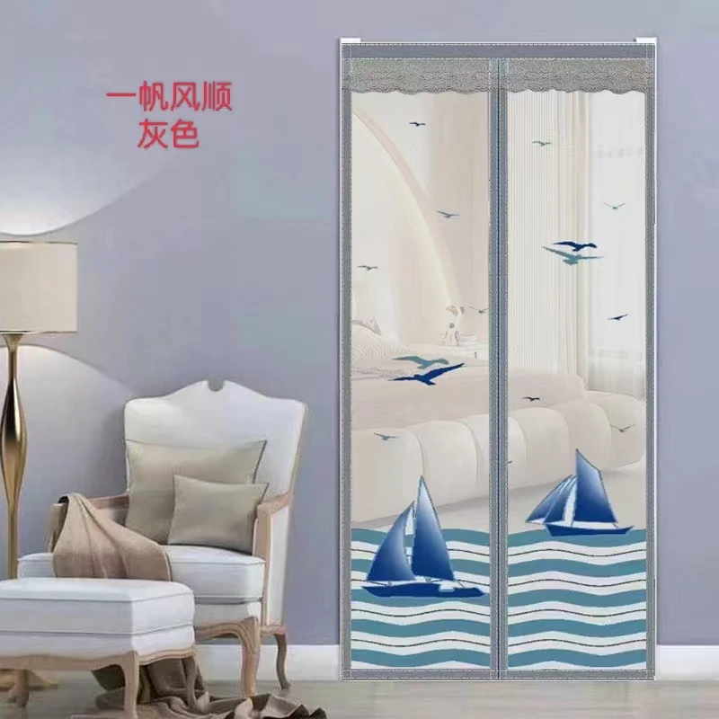纺笑雨免打孔磁性加密夏季防蚊蝇门帘家用静音纱门纱窗魔术贴款