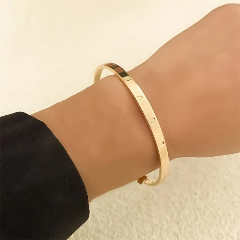 钛钢手镯 LONE经典金色女小众精致百搭不掉色时尚轻奢窄版饰品