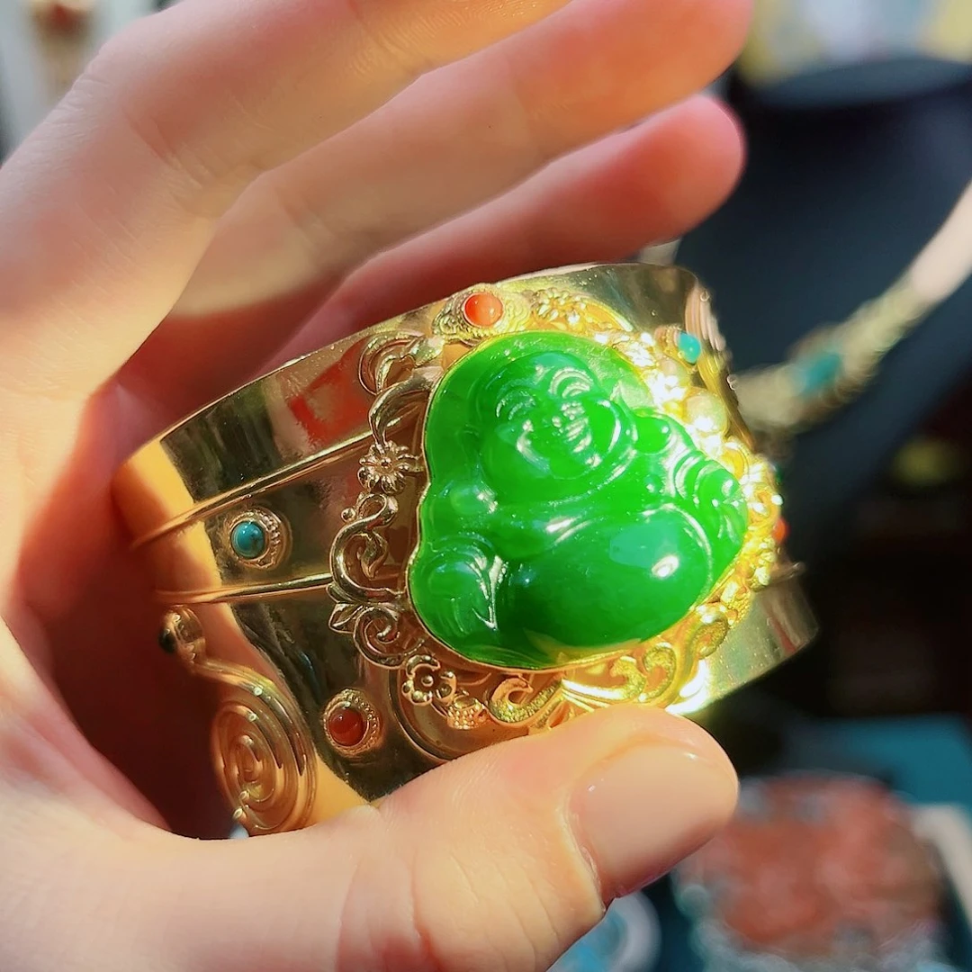 和田玉手镯银S925镶嵌手镯