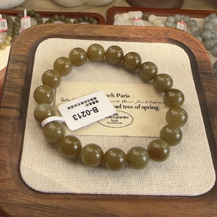 和田玉（糖玉）未镶嵌手串卡10糖白