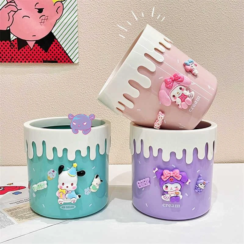 冰淇淋桌面垃圾桶可爱车载台面迷你办公室客厅卧室桌上床上收纳筒