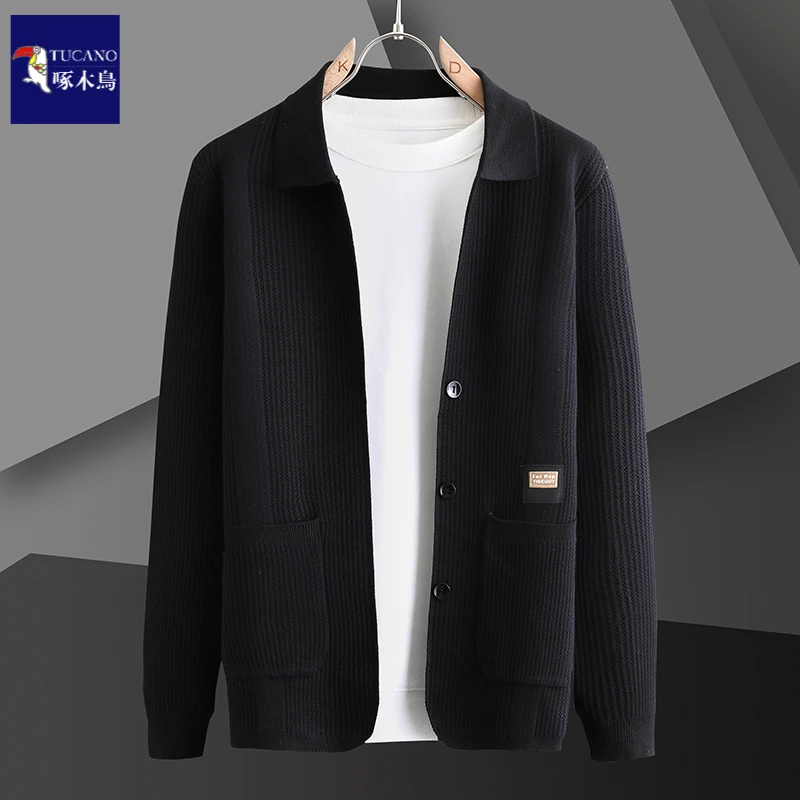 啄木鸟2025春款开衫外套男潮牌情侣休闲针织衫百搭毛衣男装上衣