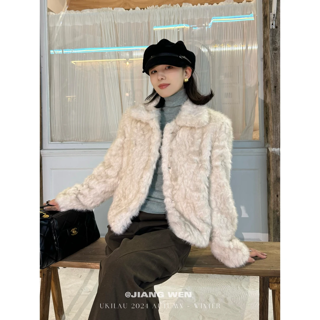 UKILAU【霓虹千金】设计感翻领毛绒绒显瘦御寒保暖减龄毛毛外套