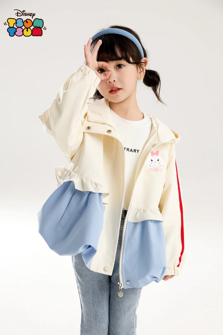 Disney/迪士尼2025春秋款女宝薄款小童防风休闲洋气可爱卡通外套