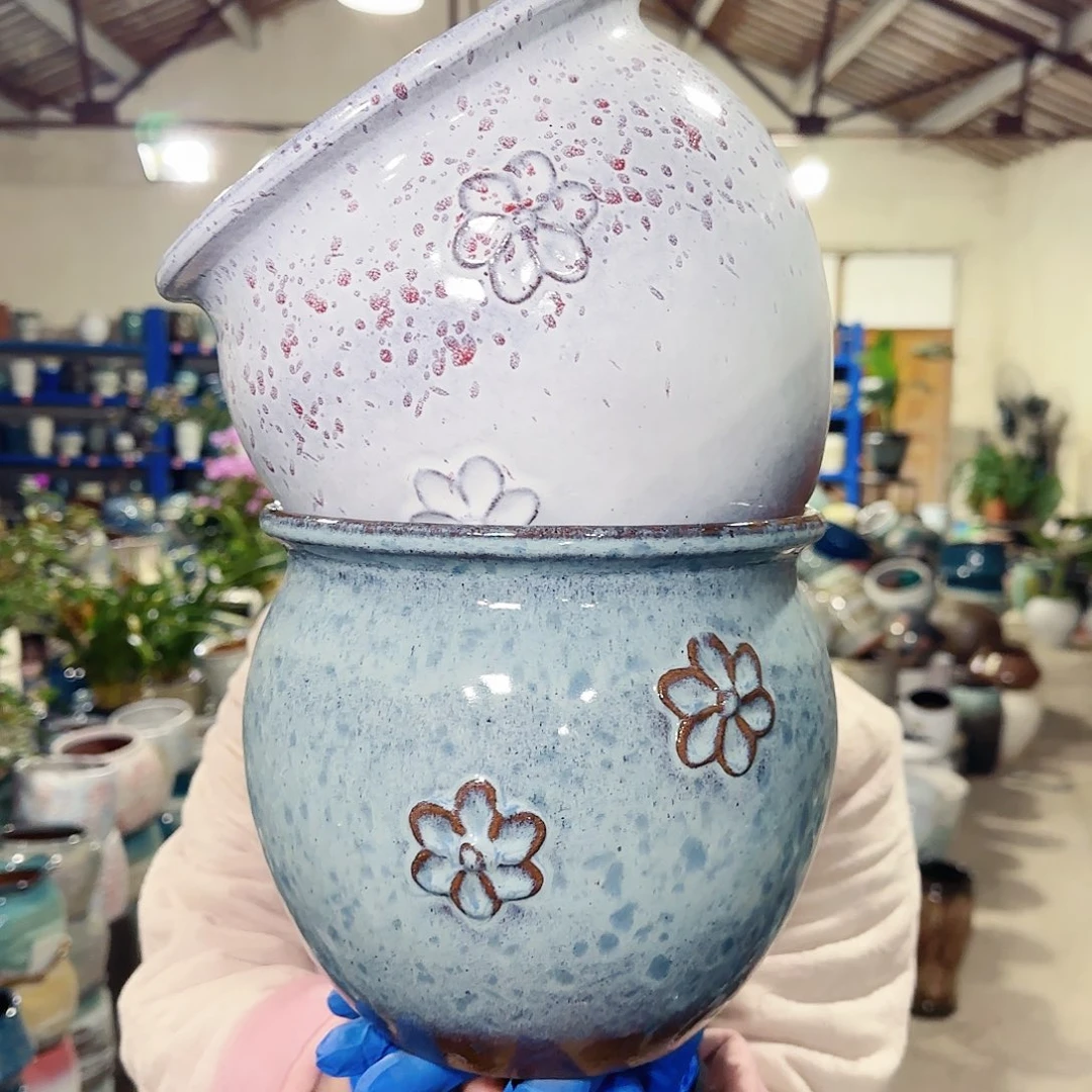 紫砂花盆高19口20