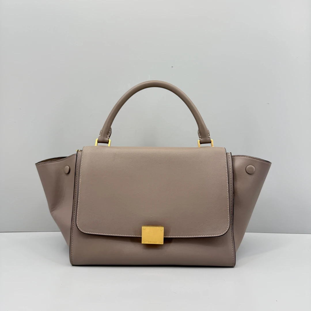 95新 Celine/思琳 优选/大象灰全皮小号秋千包/少肩带/27×22×15
