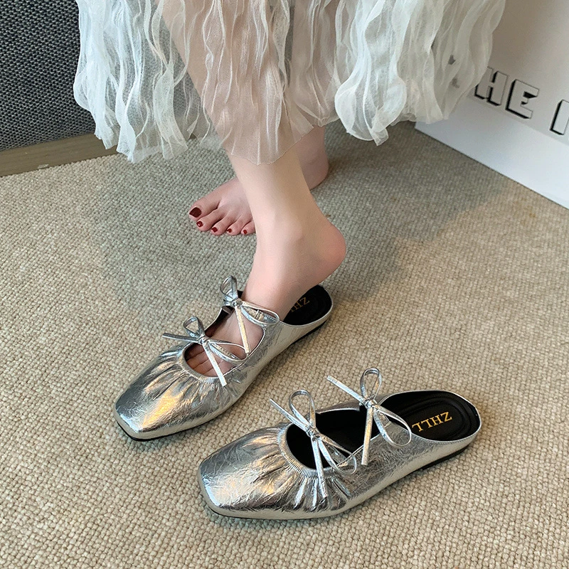 百搭外穿包头半拖鞋平底凉鞋加宽胖脚大码女鞋