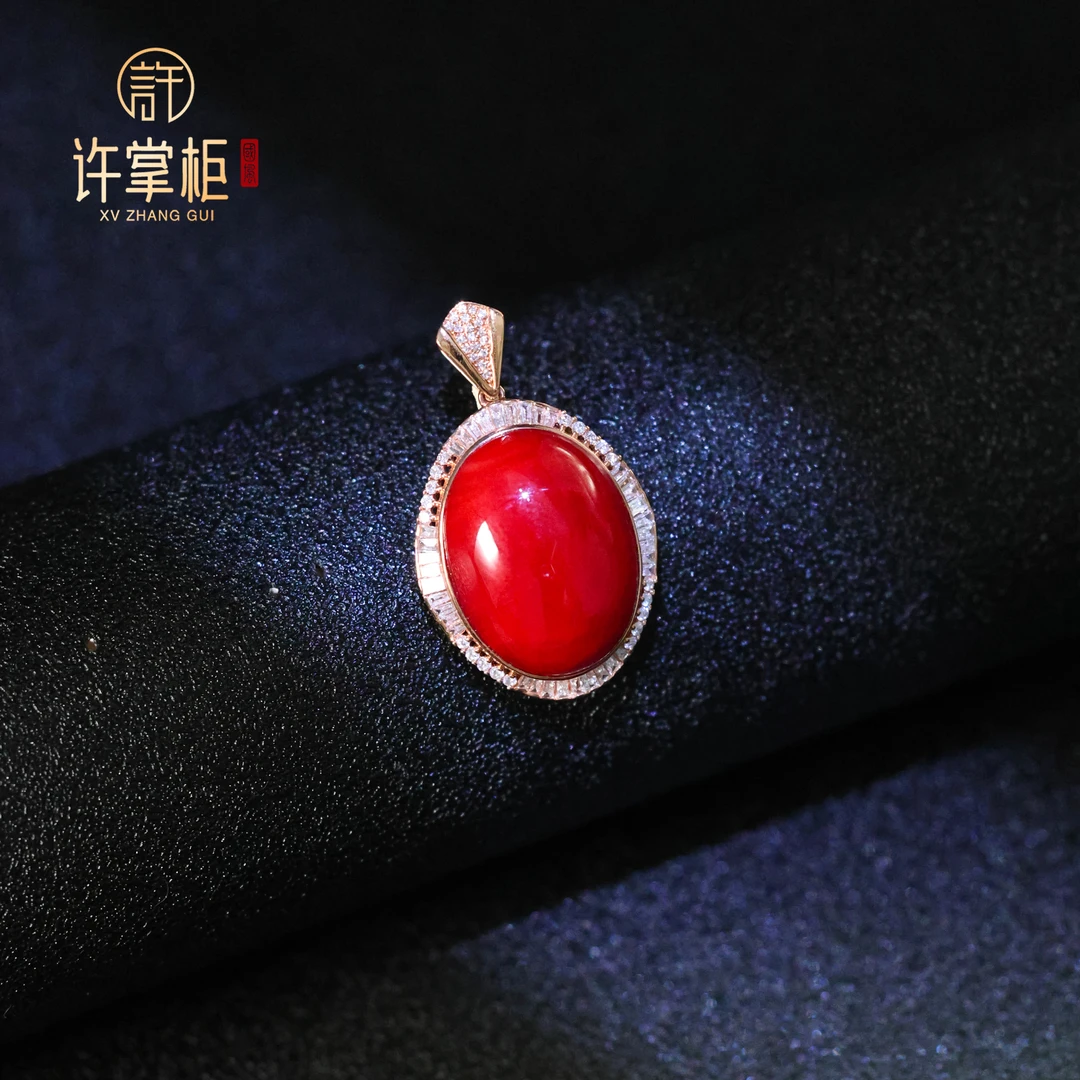 许掌柜｜天然蛋面珊瑚吊坠精美简约百搭气质经典精致