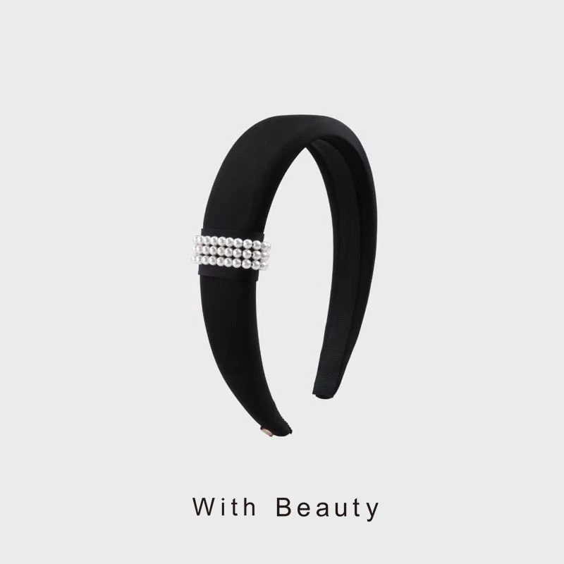 With Beauty 法式珍珠绸缎光发箍高颅顶时尚百搭