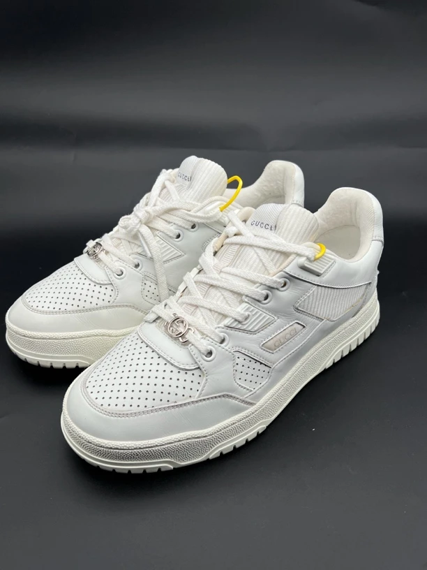 99新 GUCCI/古驰 时尚Jones系列白色复古厚底运动鞋奢f211 39.5欧