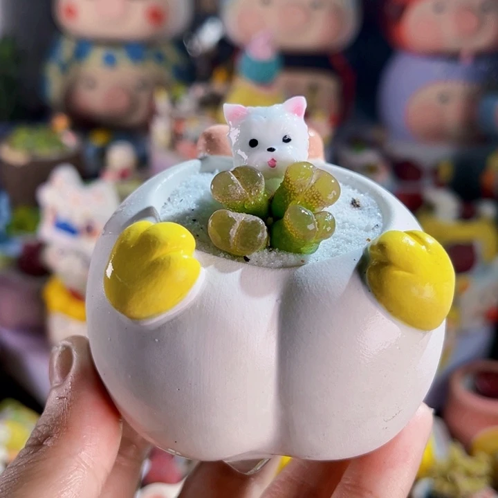 035手工盆四头风铃连盆带土包邮