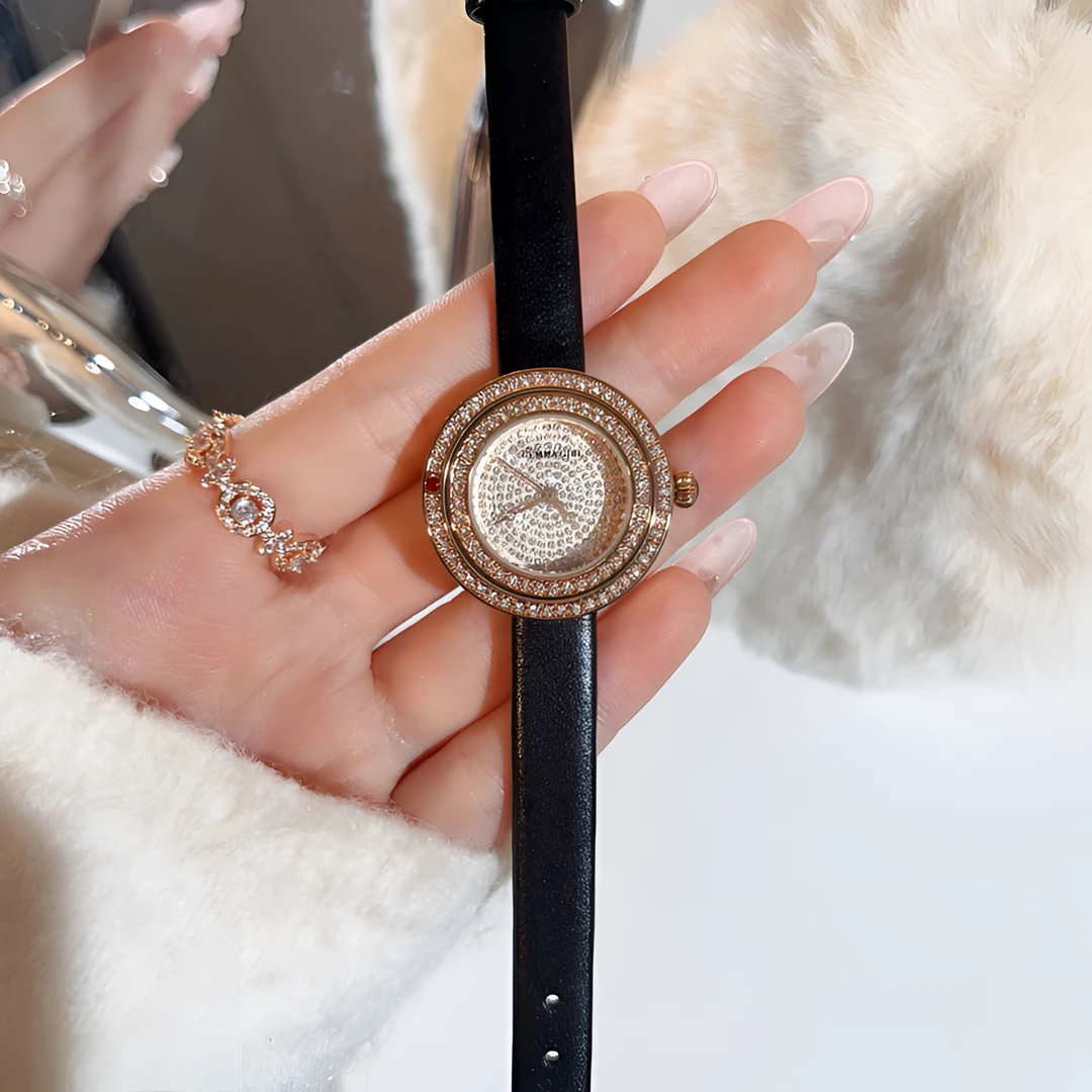 TIRENSE/狄伦斯中古风古董派满钻圆盘轻奢气质防水女手表