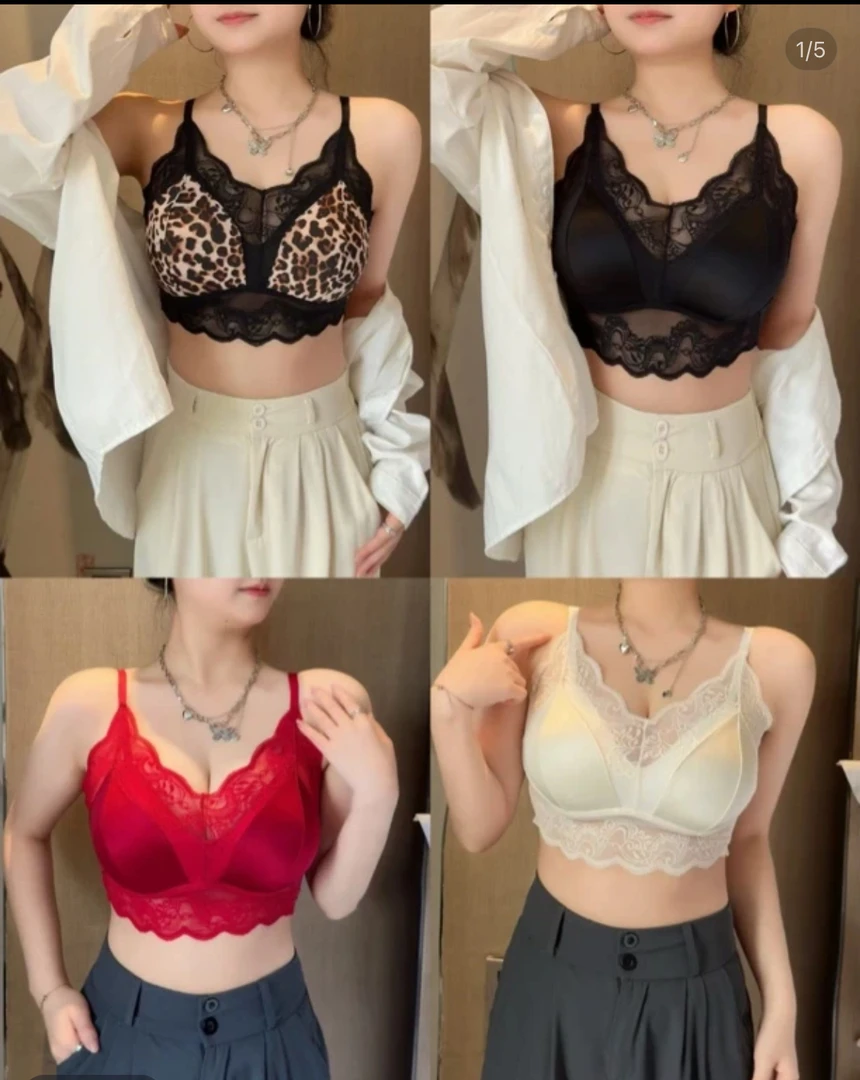 豹纹新款美背内衣女性感聚拢胸罩无钢圈镂空大胸显小