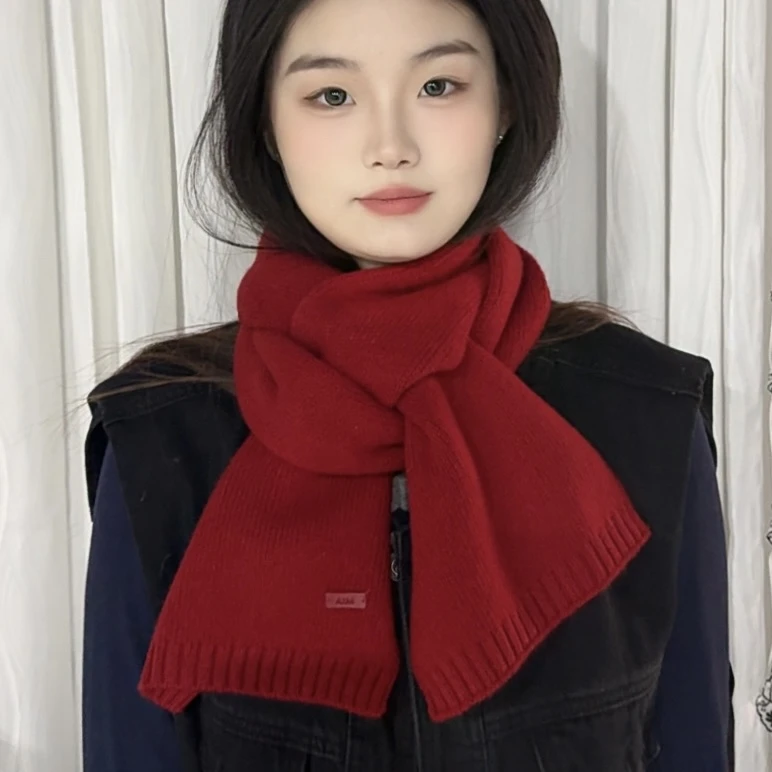进口澳洲纯羊毛秋冬韩版百搭毛线软糯围巾情侣针织保暖围脖100%