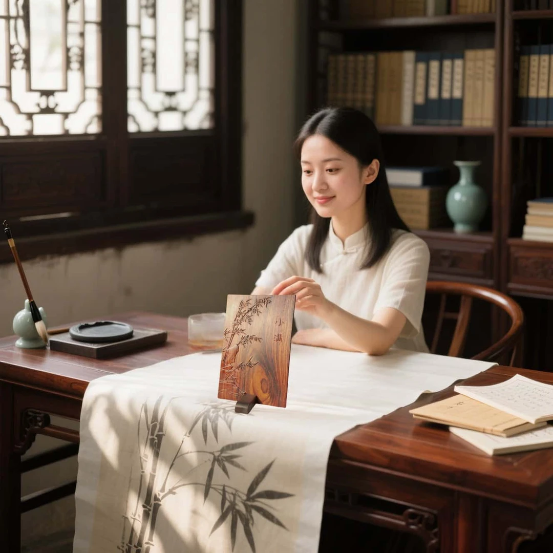 小满竹意桌面精致艺术摆件红木日常送礼领导朋友办公居家秋天礼物