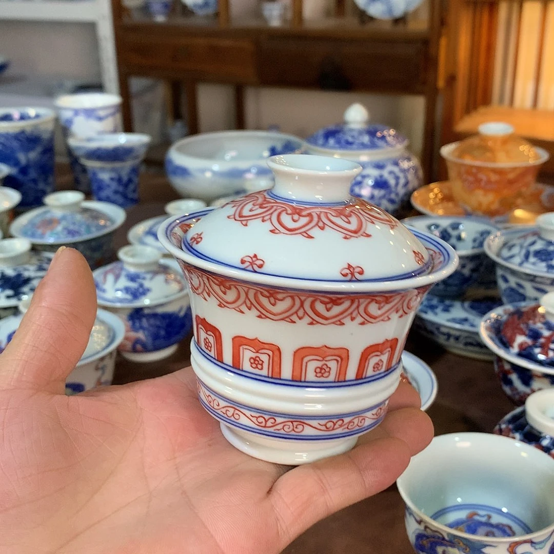 錡镇堂手工手绘盖碗