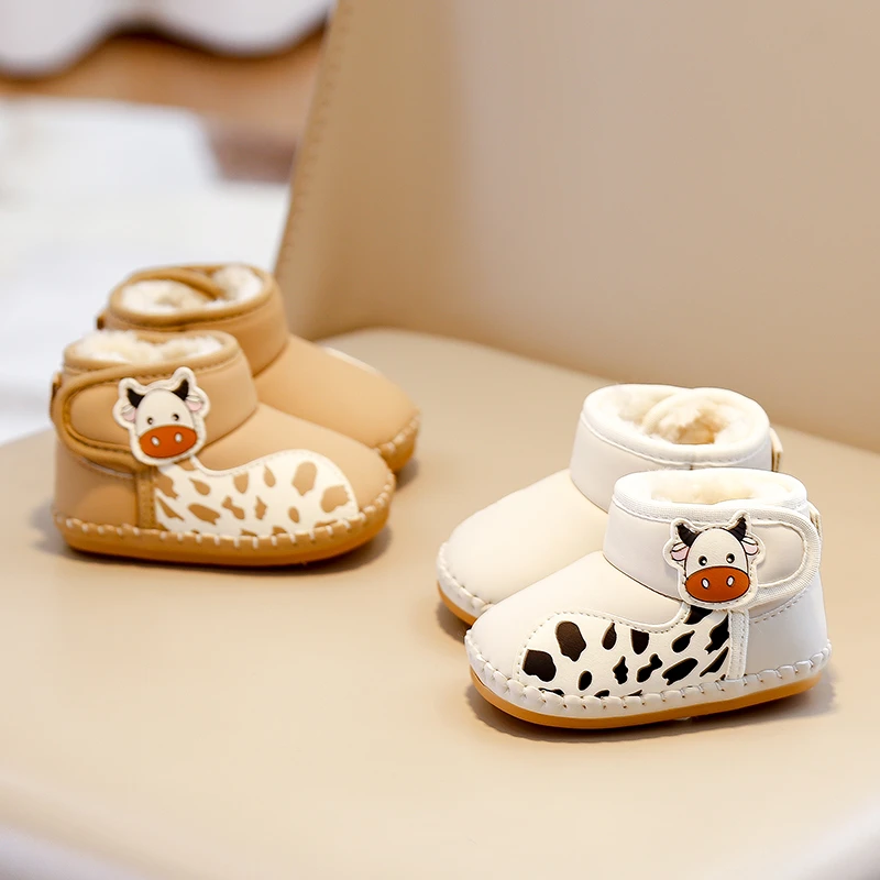 冬季0-1岁婴儿雪地靴加绒加厚6-12个月婴幼儿好穿不掉鞋子