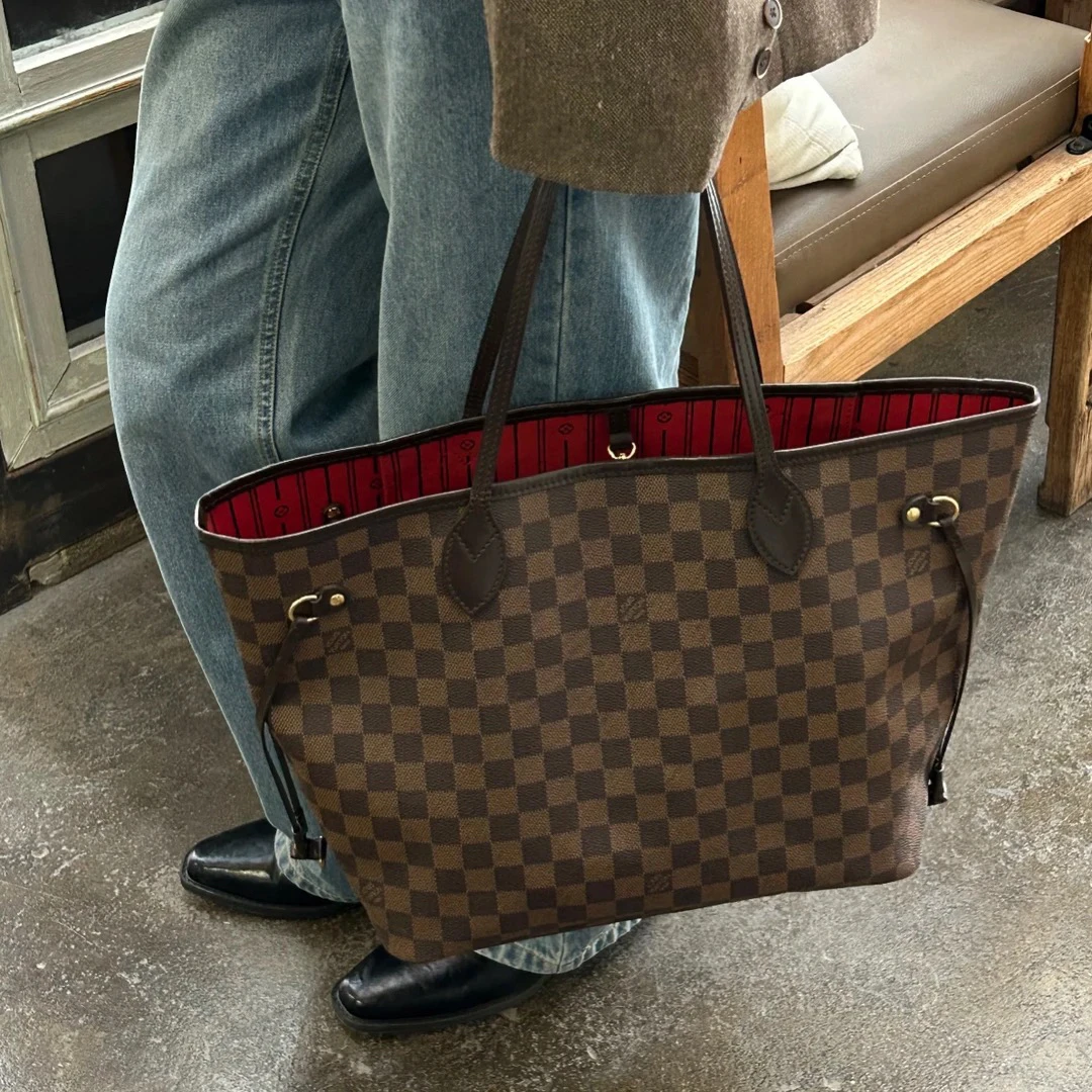 95新 LouisVuitton/路易威登 御古屋/07087/中号棋盘格nf 12年