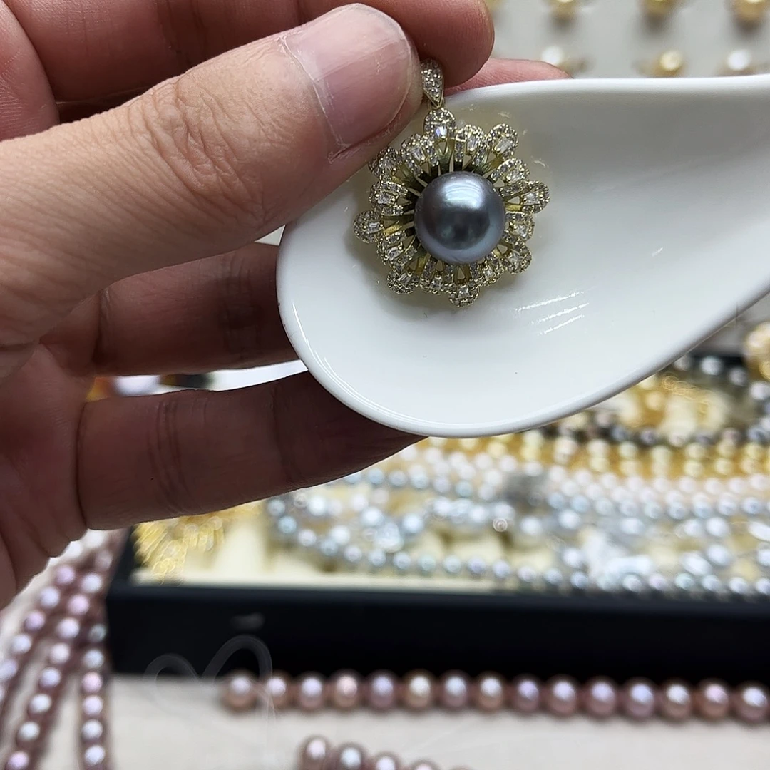 海水珍珠银S925镶嵌颈饰