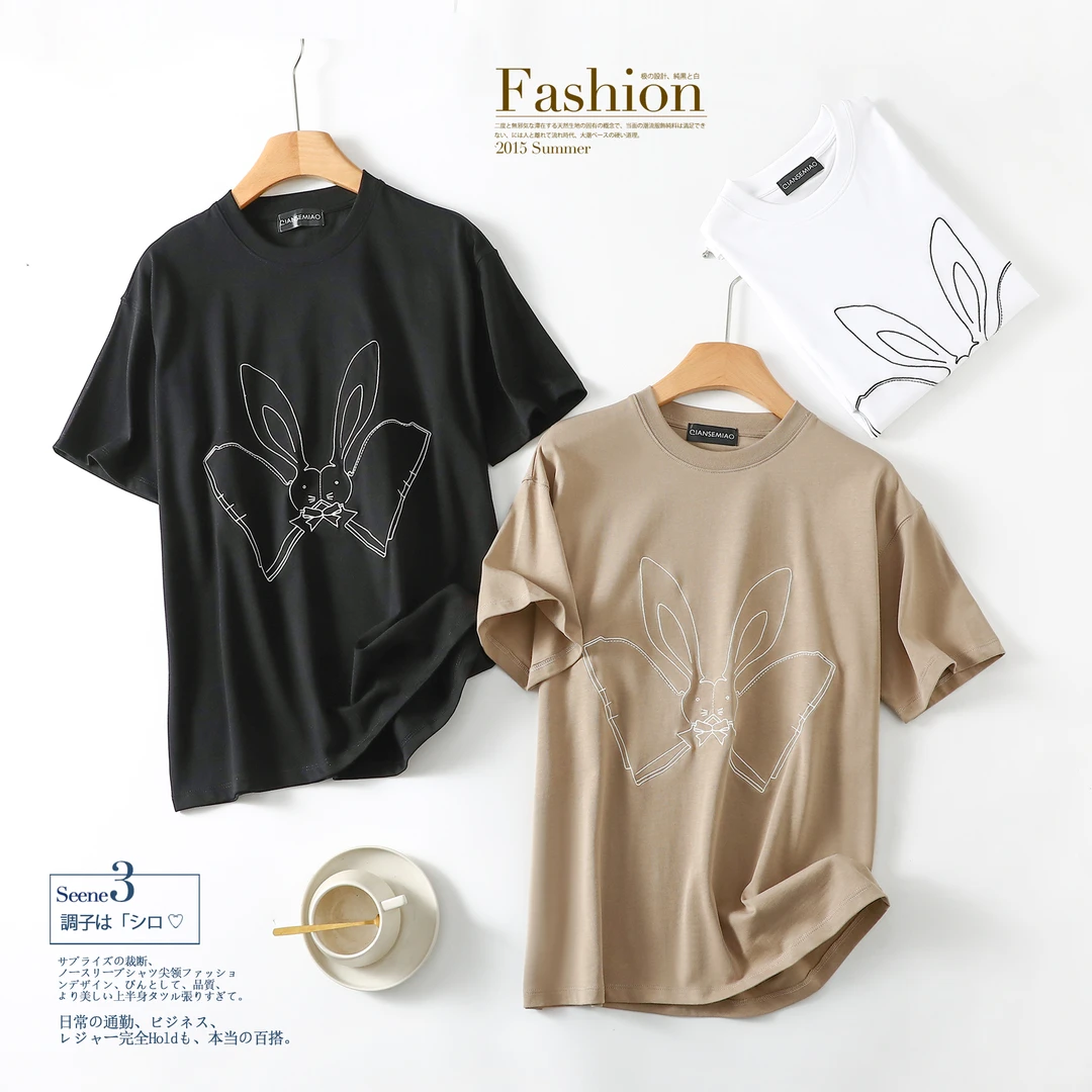 圆领短袖印花夏季灰色蝴蝶T恤t恤ol百搭休闲潮流JY059