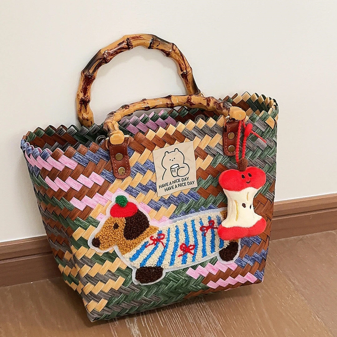 腊肠狗菜篮子包包女手提包2025新款编织包托特包水桶包高级小拎包