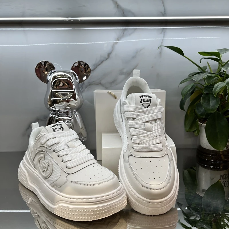 欧洲站2025夏季新款牛皮拼接轻奢小白鞋男士百搭时尚厚底休闲板鞋