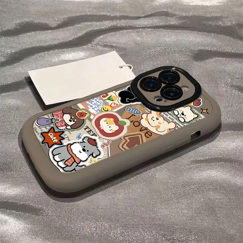拼贴复古小狗适用iphone16promax苹果1514P手机壳泡芙13p1211全包