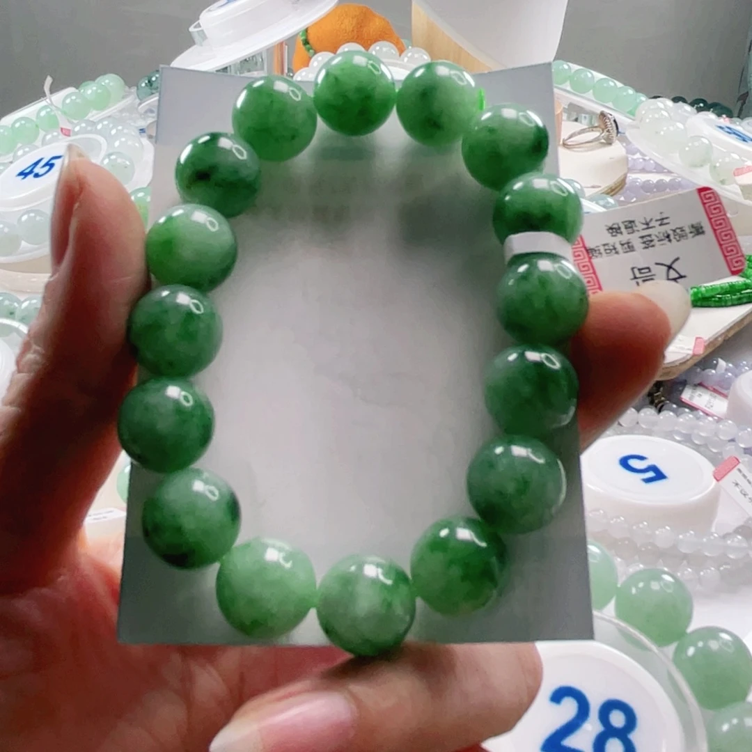 凯***文翡翠未镶嵌手链手串12.9